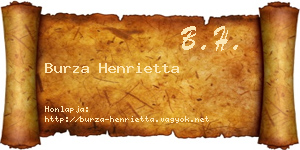 Burza Henrietta névjegykártya